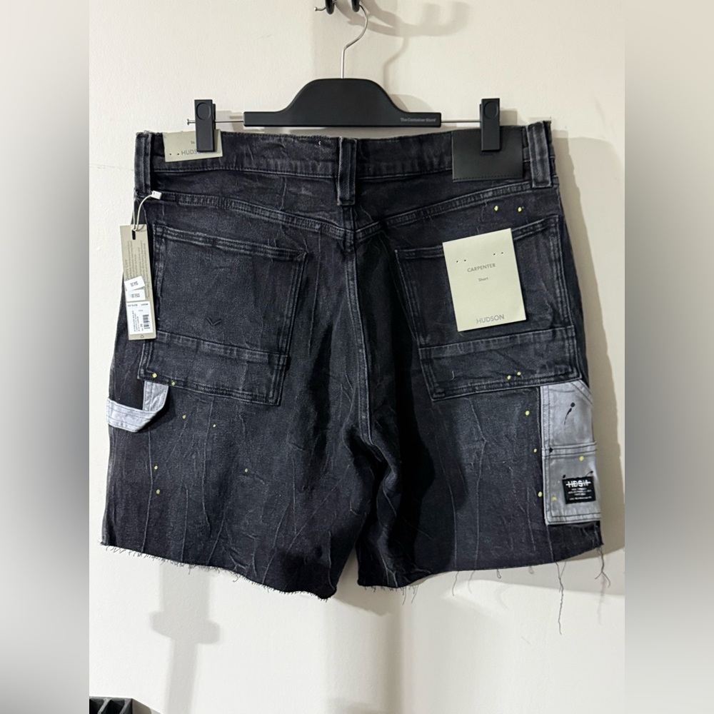 Hudson Jeans Men’s Black/Carbon Carpenter Denim Shorts, Sz 36, NWT